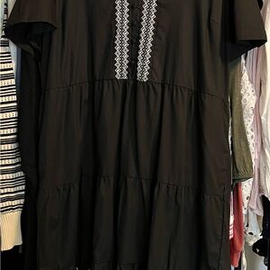 Draper James Black Midi dress with White Detailing